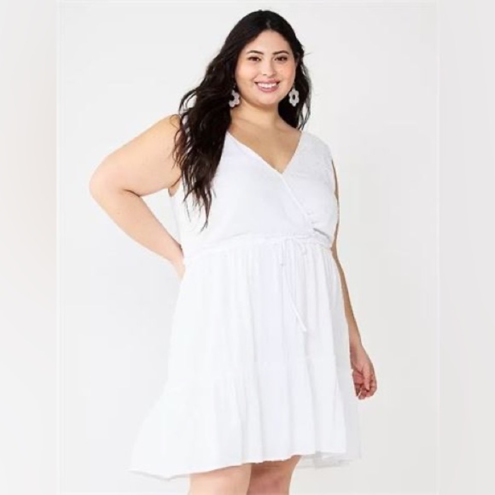 Speechless Womens Tiered Ruffled A-Line Dress, Sz XS, White